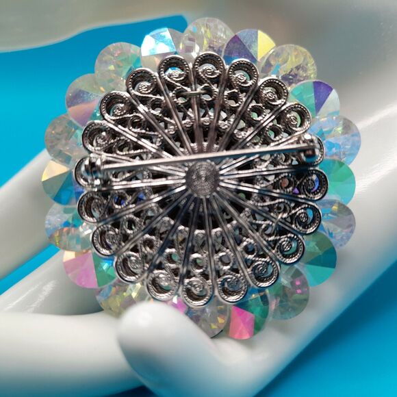 Vintage Un-Signed Vendome Aurora Borealis AB Crystal Rhinestone Brooch Pin - Picture 3 of 10